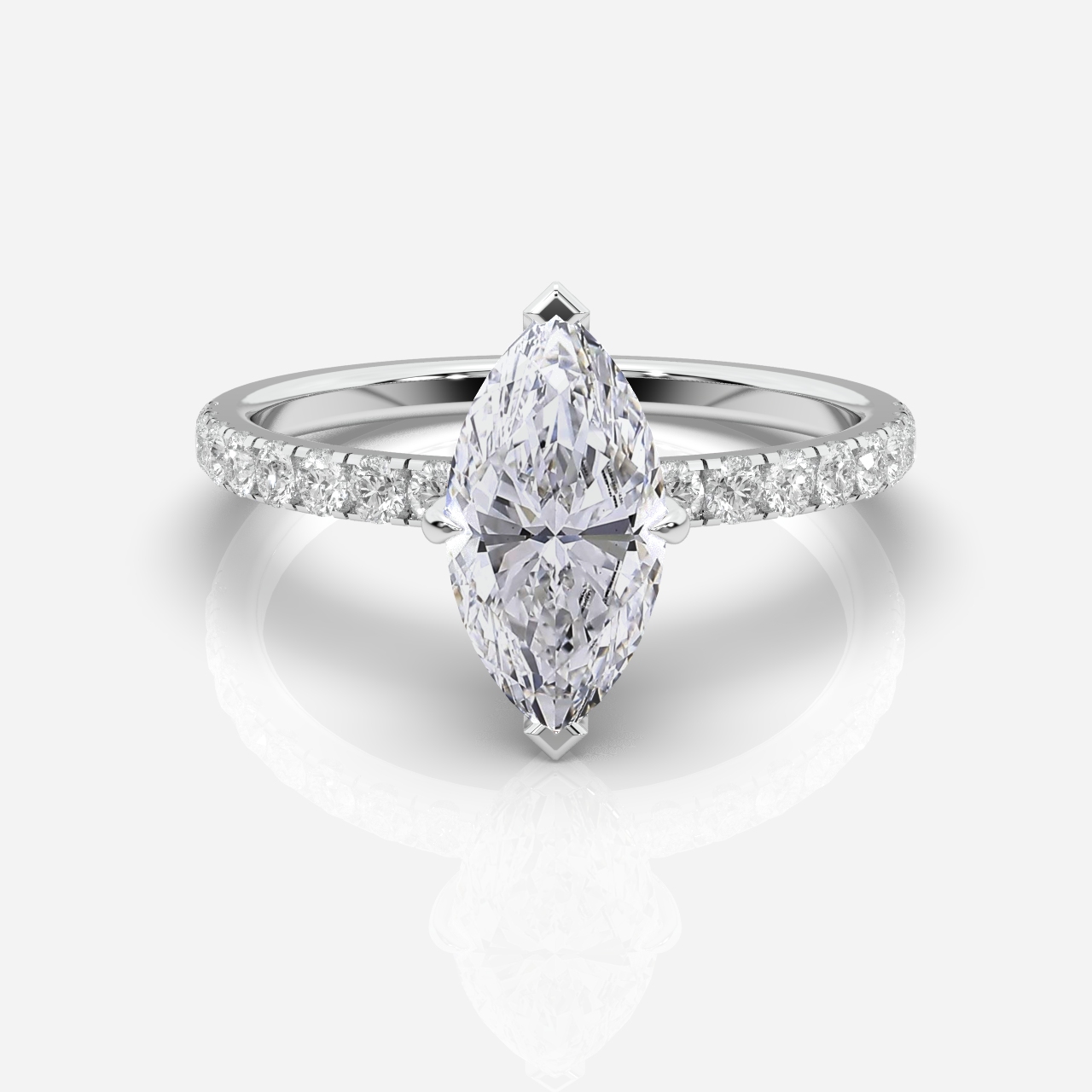 Juliette Hidden Halo and Diamond Band Marquise